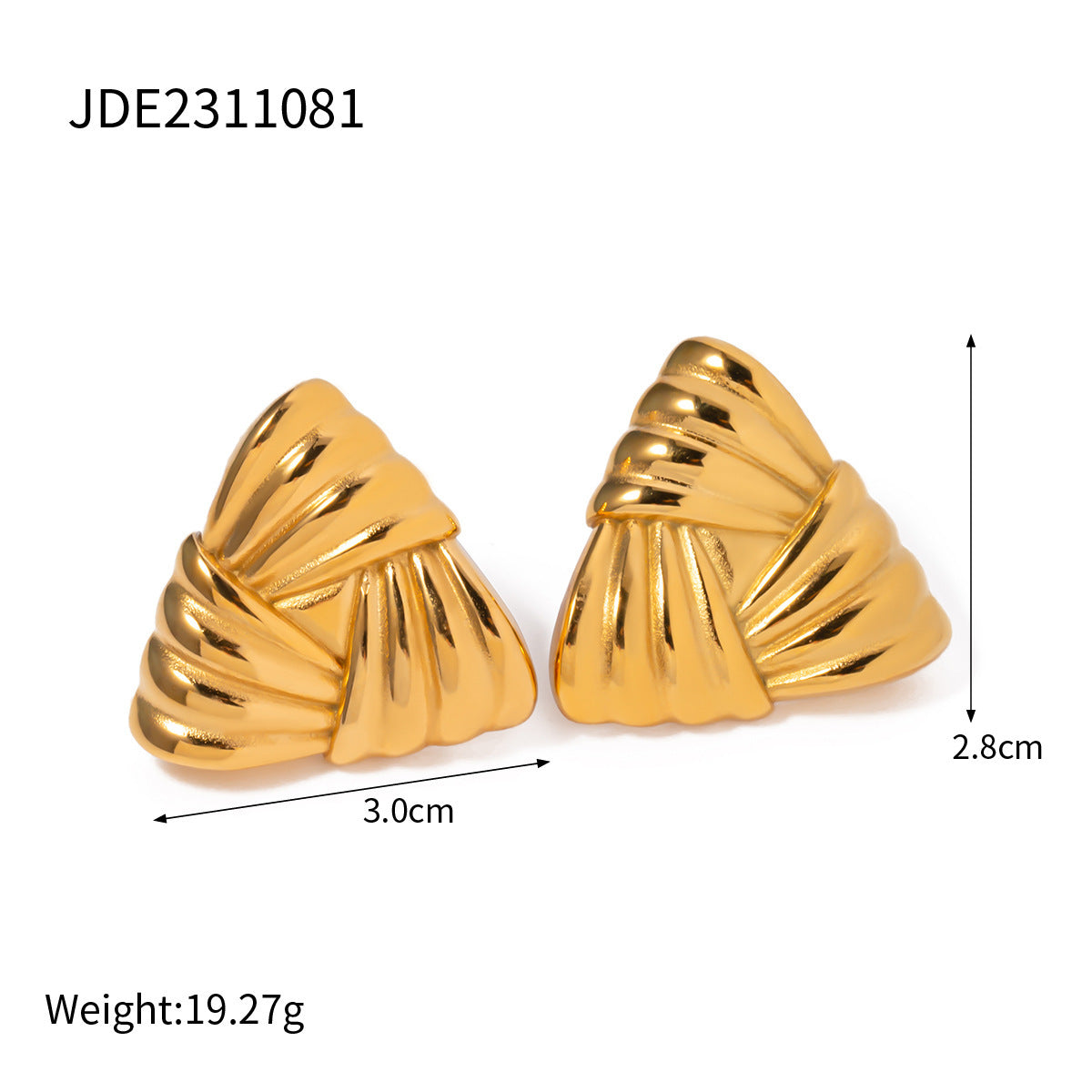 18K Gold Stainless Steel Front And Rear Round Beads Tassel Earrings