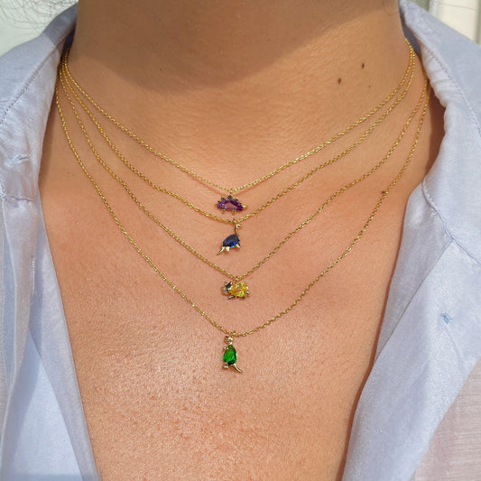 18 Karat Gold Jewelry Forest Baby Dinosaur Necklace