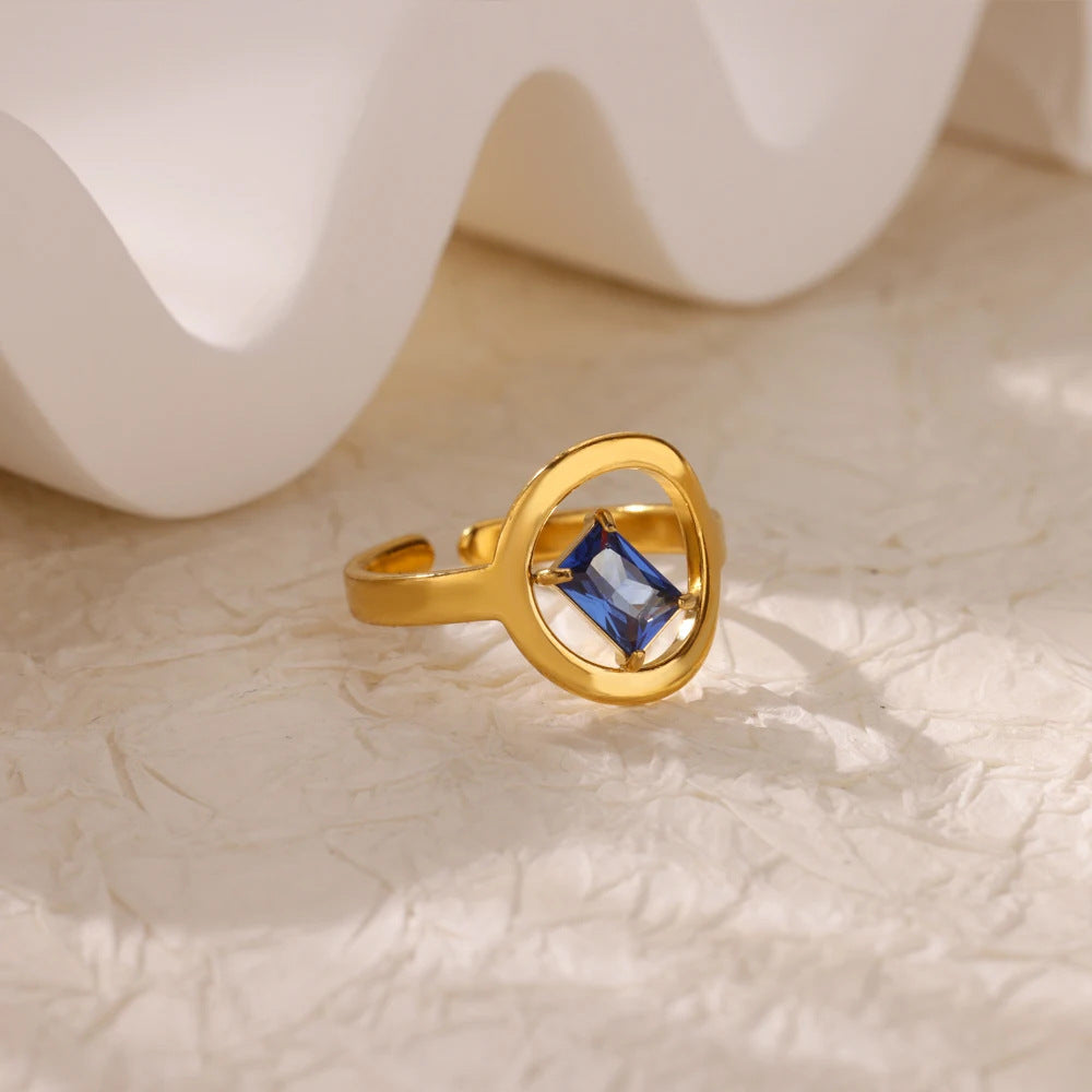 New 18K Gold Stainless Steel Open-end Zircon Ring