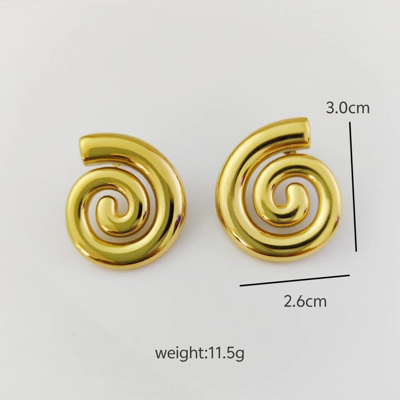 Stainless Steel Rotating Thread Earrings 18K Gold