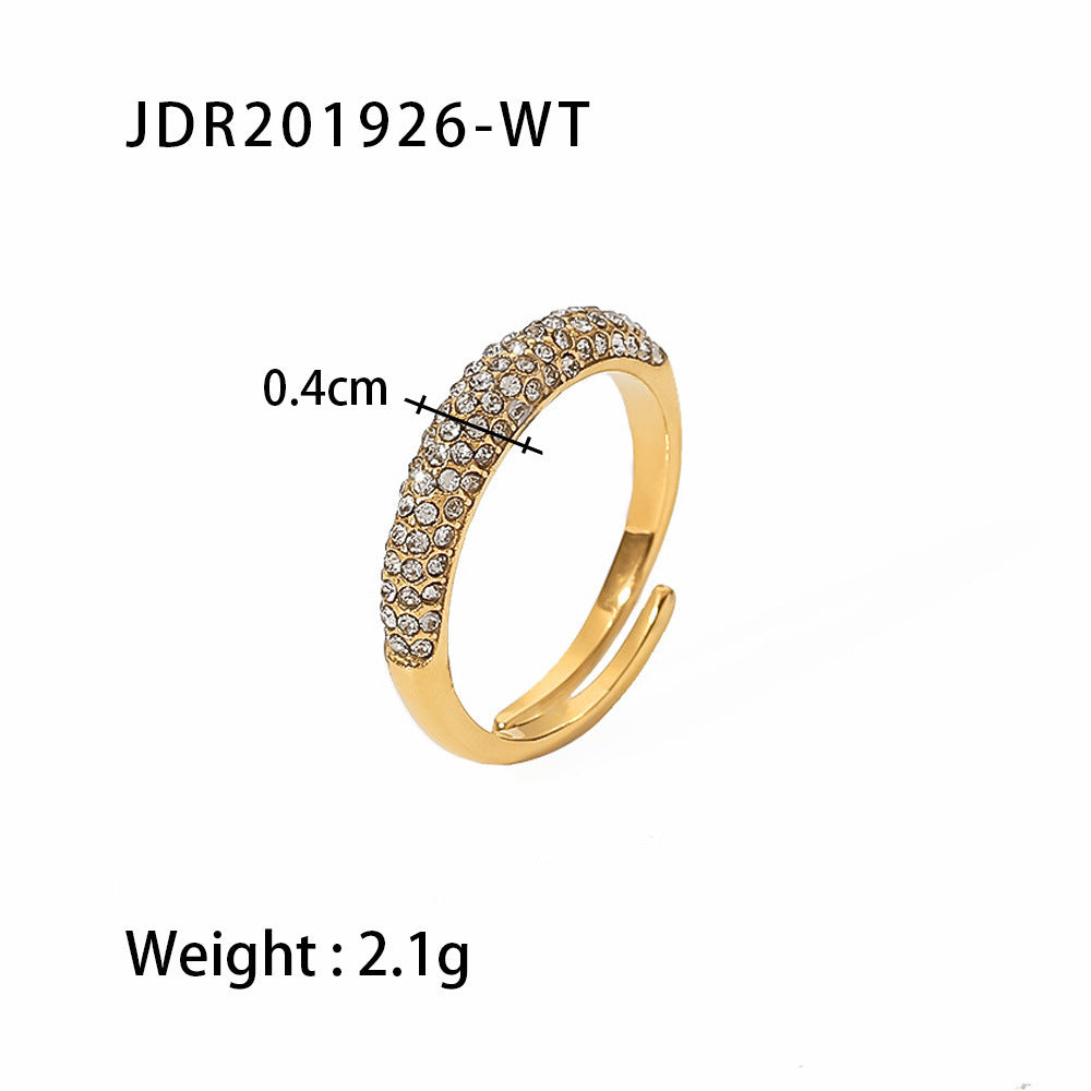 Titanium Steel Ring 18K Gold Stainless Steel Inlaid