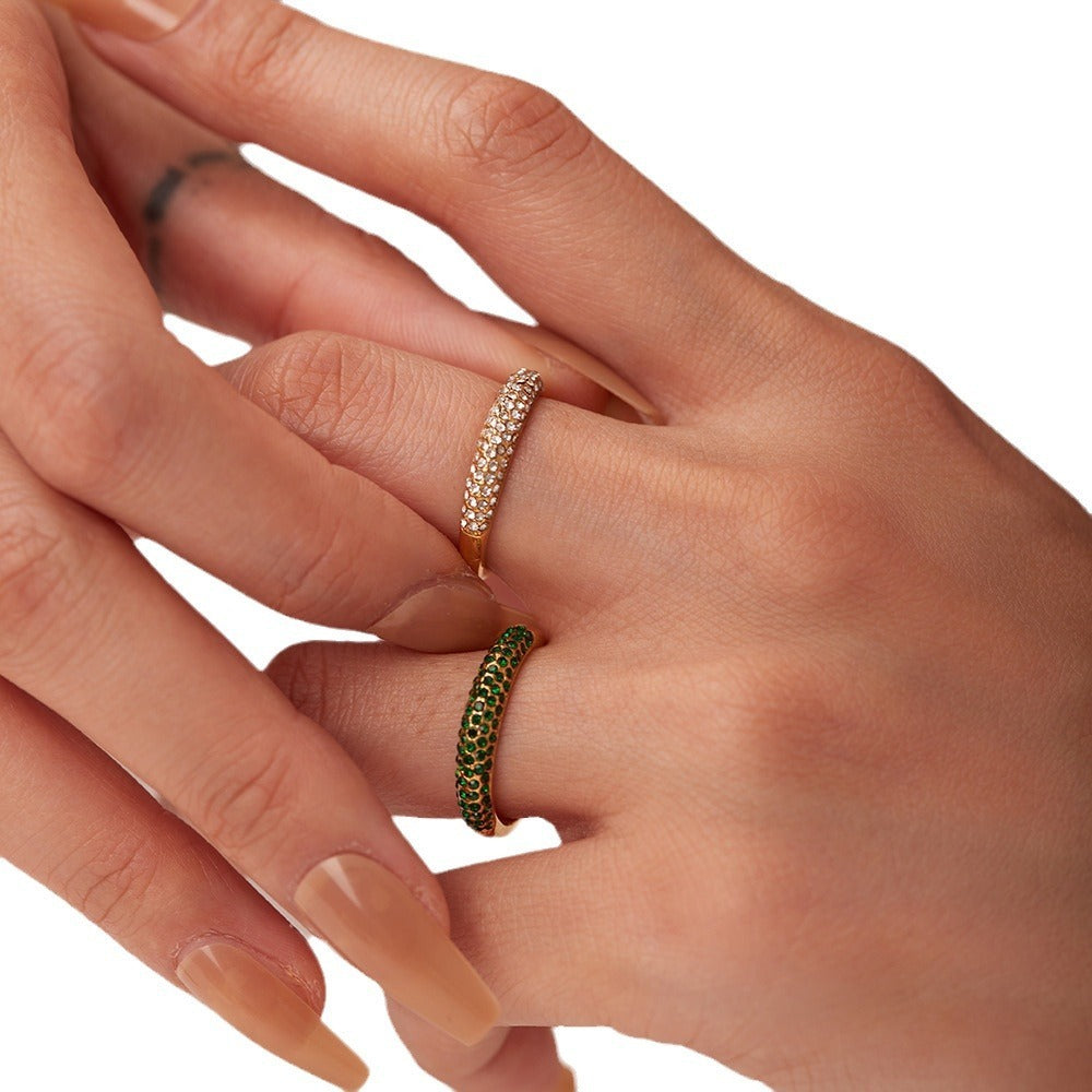 Titanium Steel Ring 18K Gold Stainless Steel Inlaid