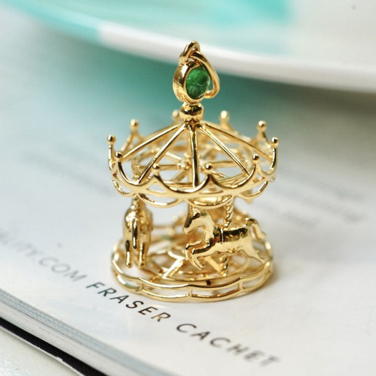 Carousel Pendant Necklace Women's 18-karat Plated Gold Gold