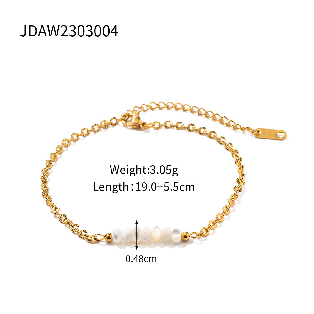 18K Gold Stainless Steel Chain Circular Shell