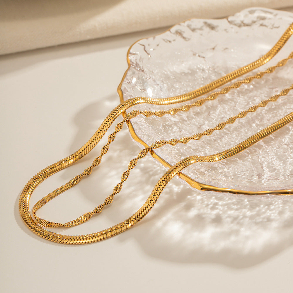 18K Gold Stainless Steel Double Twisted Chain Necklace