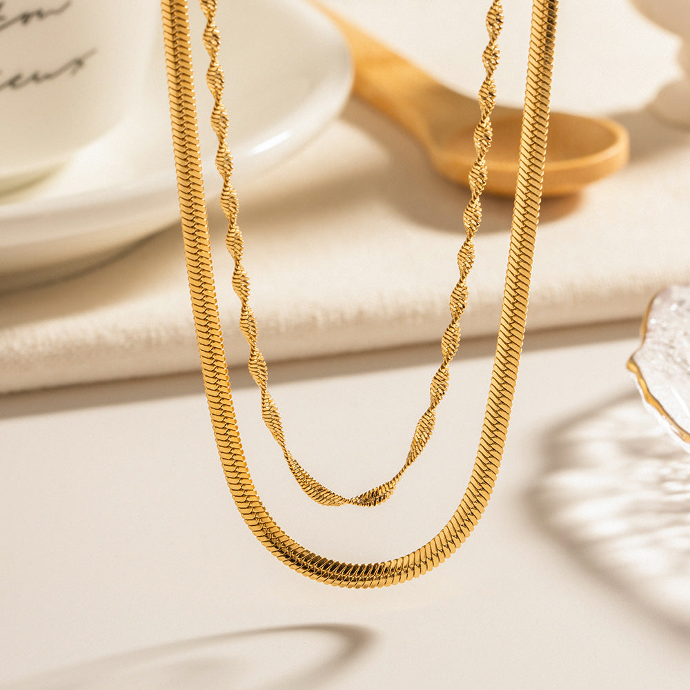 18K Gold Stainless Steel Double Twisted Chain Necklace