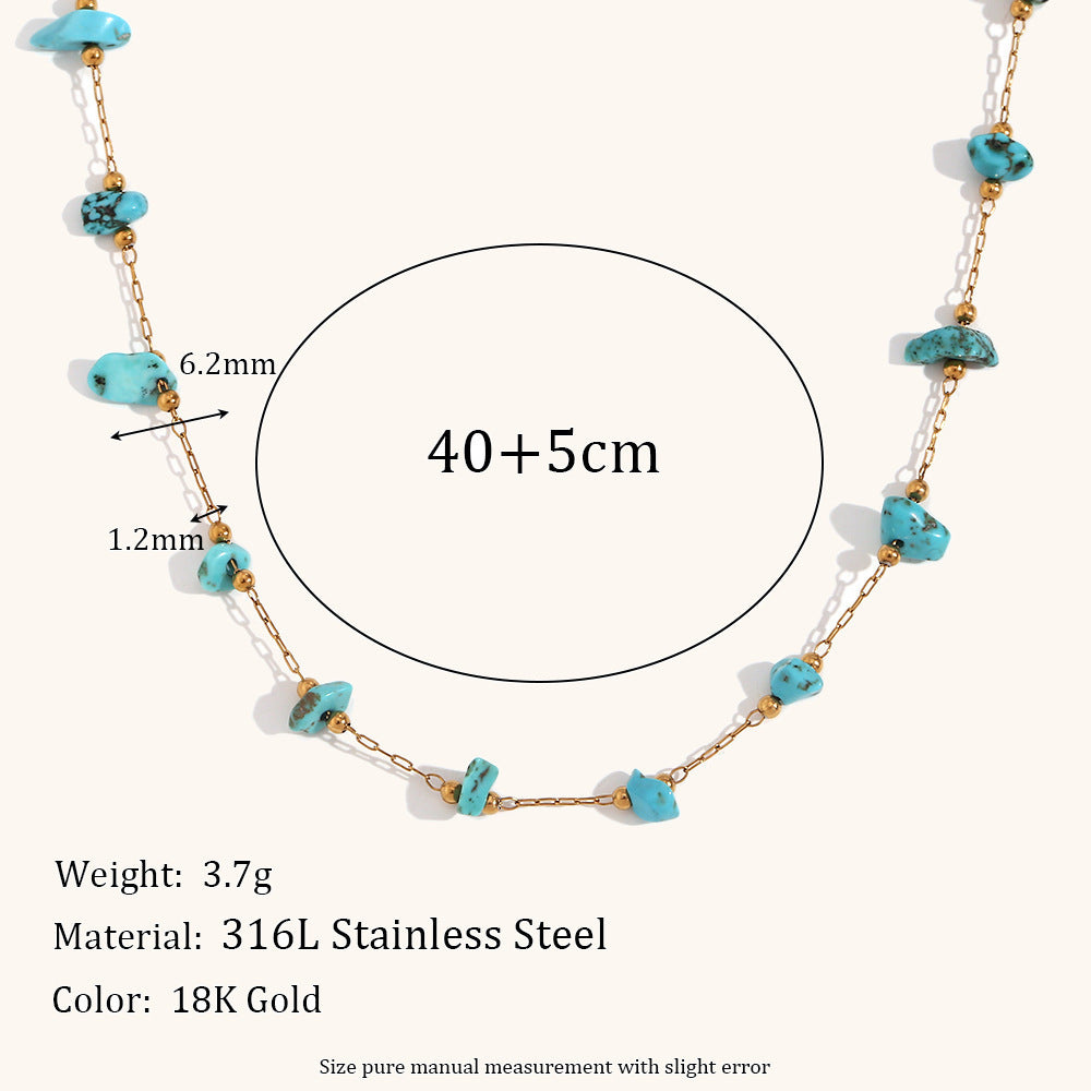 Stainless Steel 18K Gold Plated Natural Gravel Handmade Chain Necklace For Women