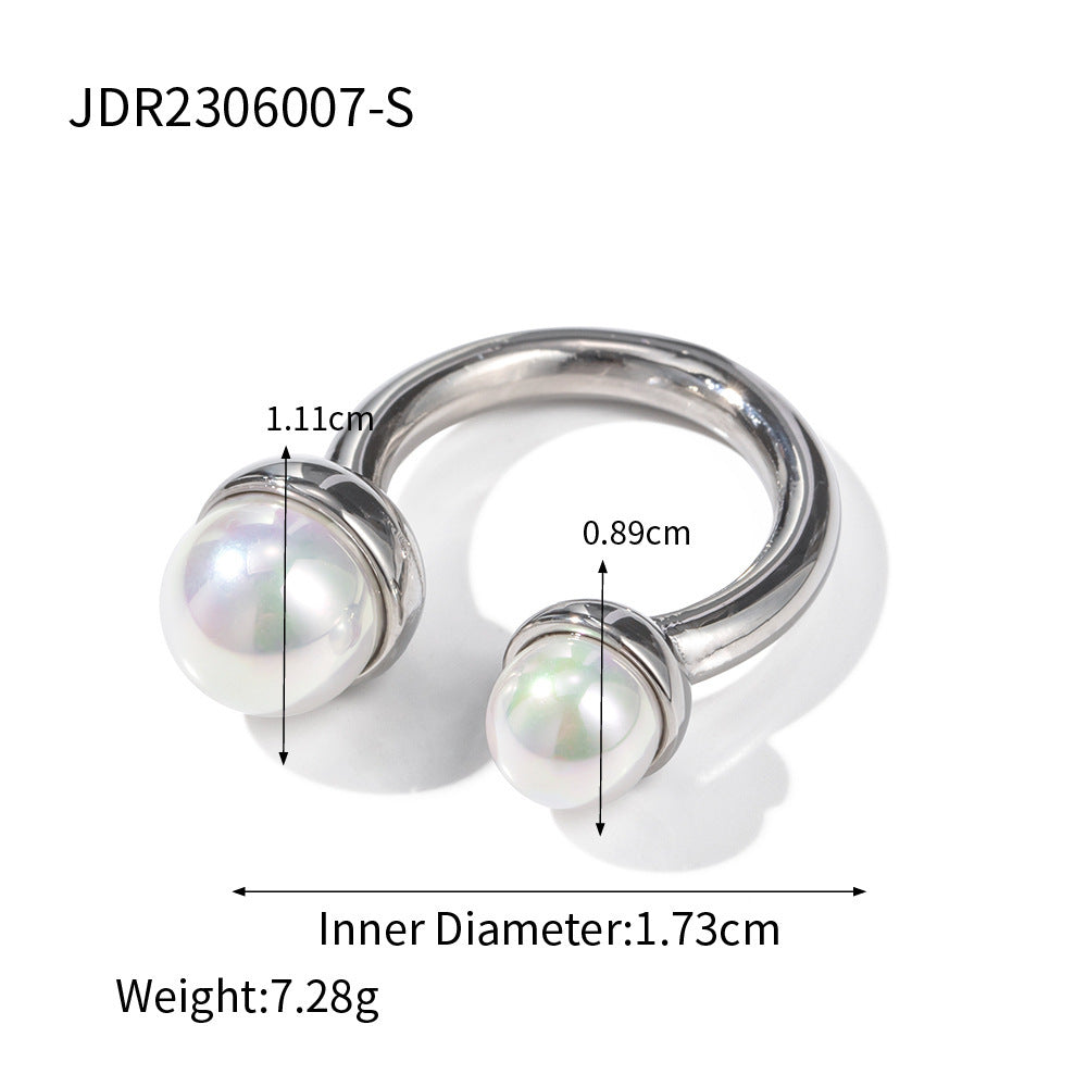 18K Gold Stainless Steel Pearl Size Open Ring Does Not Fade