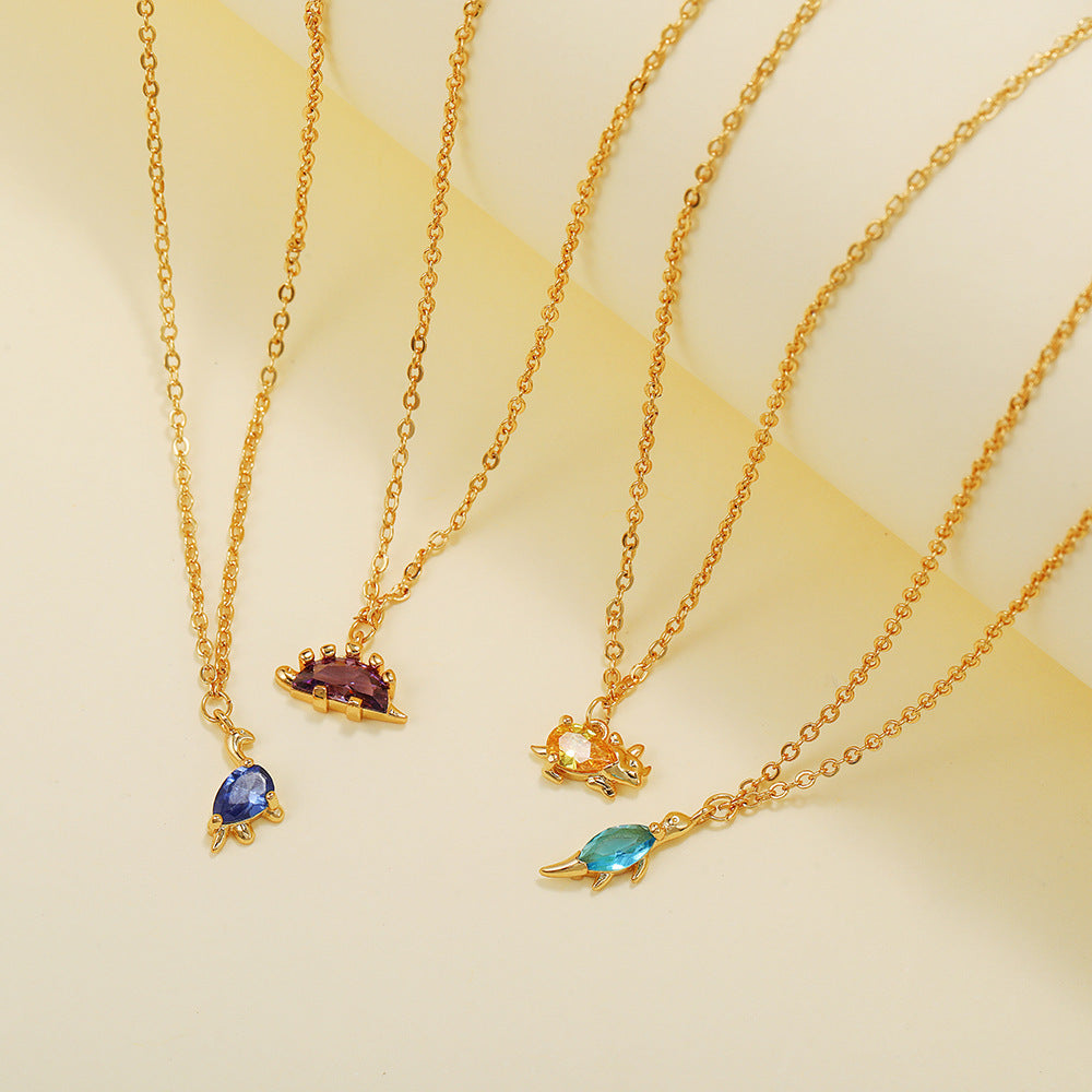 18 Karat Gold Jewelry Forest Baby Dinosaur Necklace
