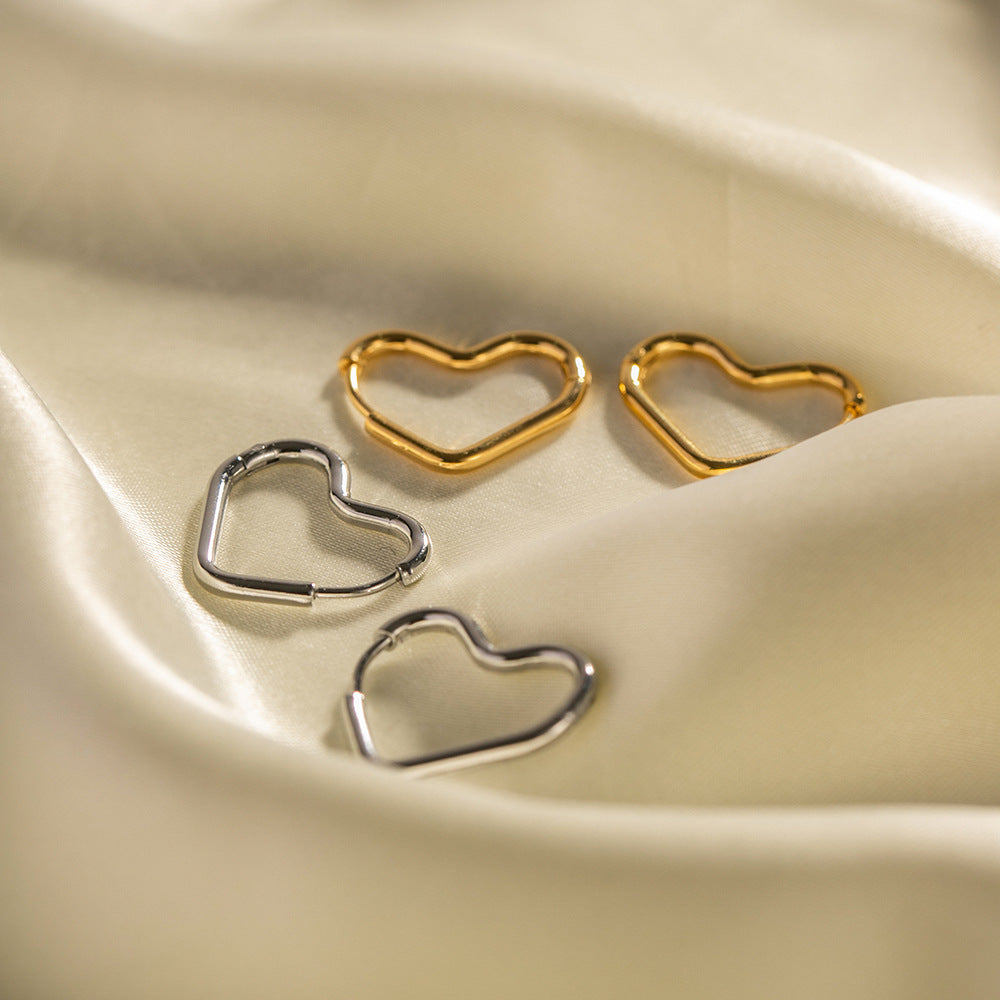 Stainless Steel Plated 18K Gold Heart Earrings