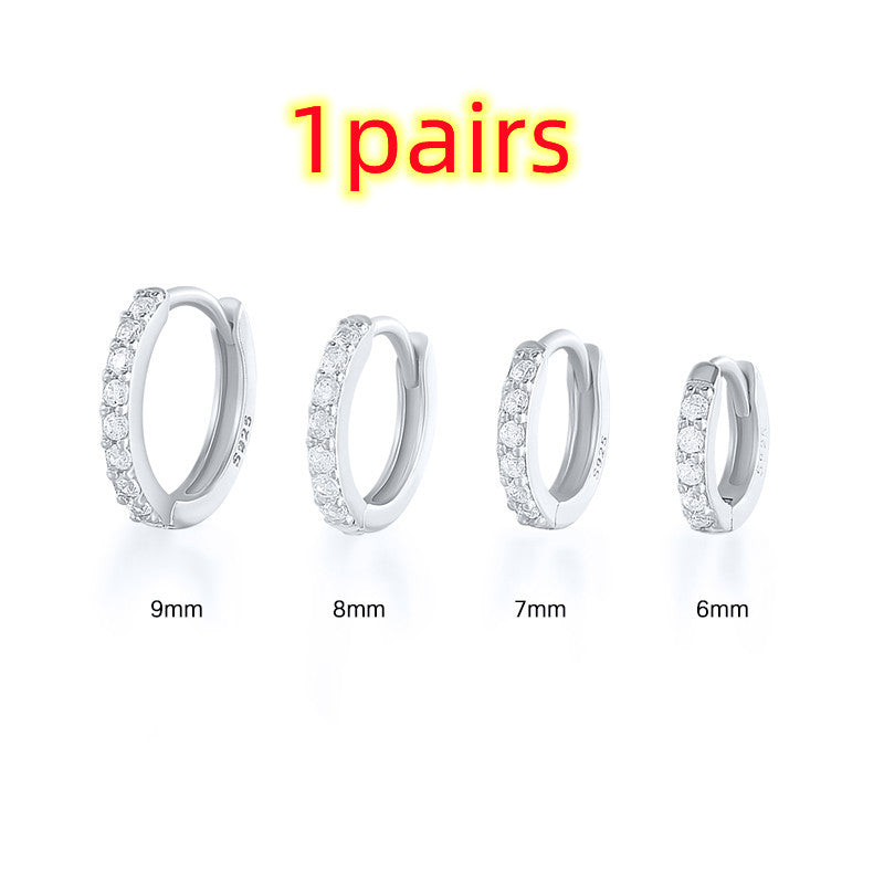 S925 sterling silver round earrings with turquoise ear buckle