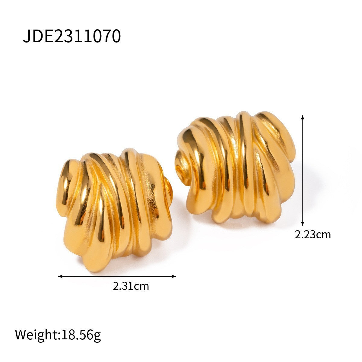 18K Gold Stainless Steel Front And Rear Round Beads Tassel Earrings