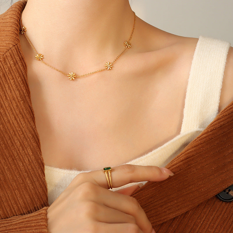 Titanium Steel Gold Plated Necklace Colorless Jewelry