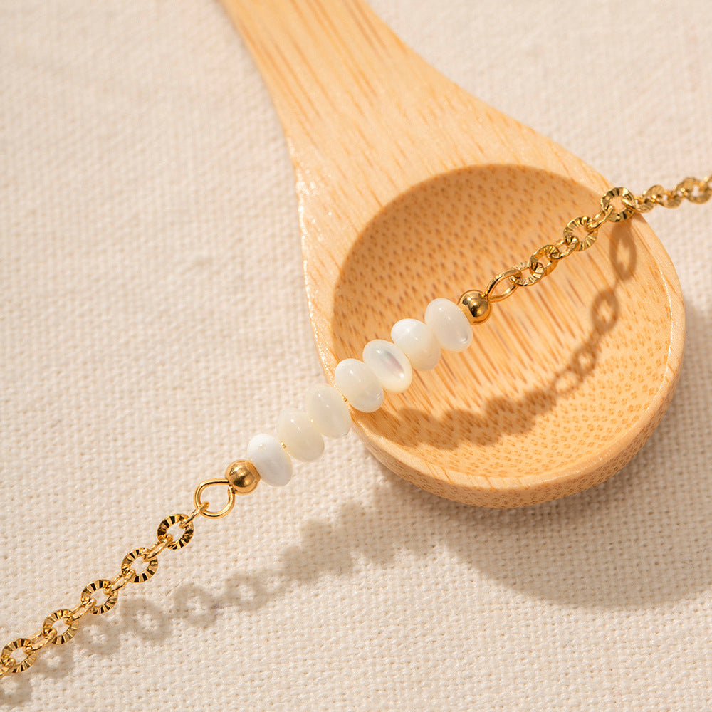 18K Gold Stainless Steel Chain Circular Shell