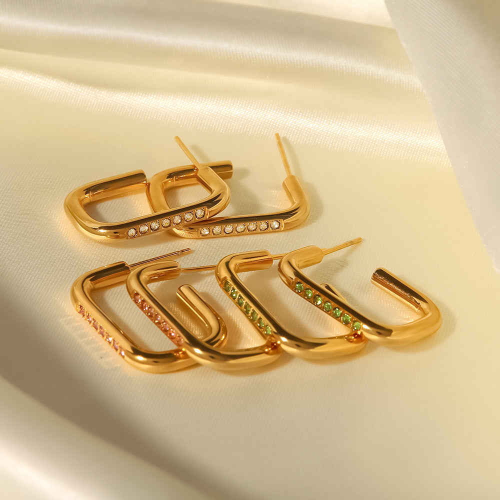 INS Style 18K Gold Plated Stainless Steel Ring-shaped Earrings