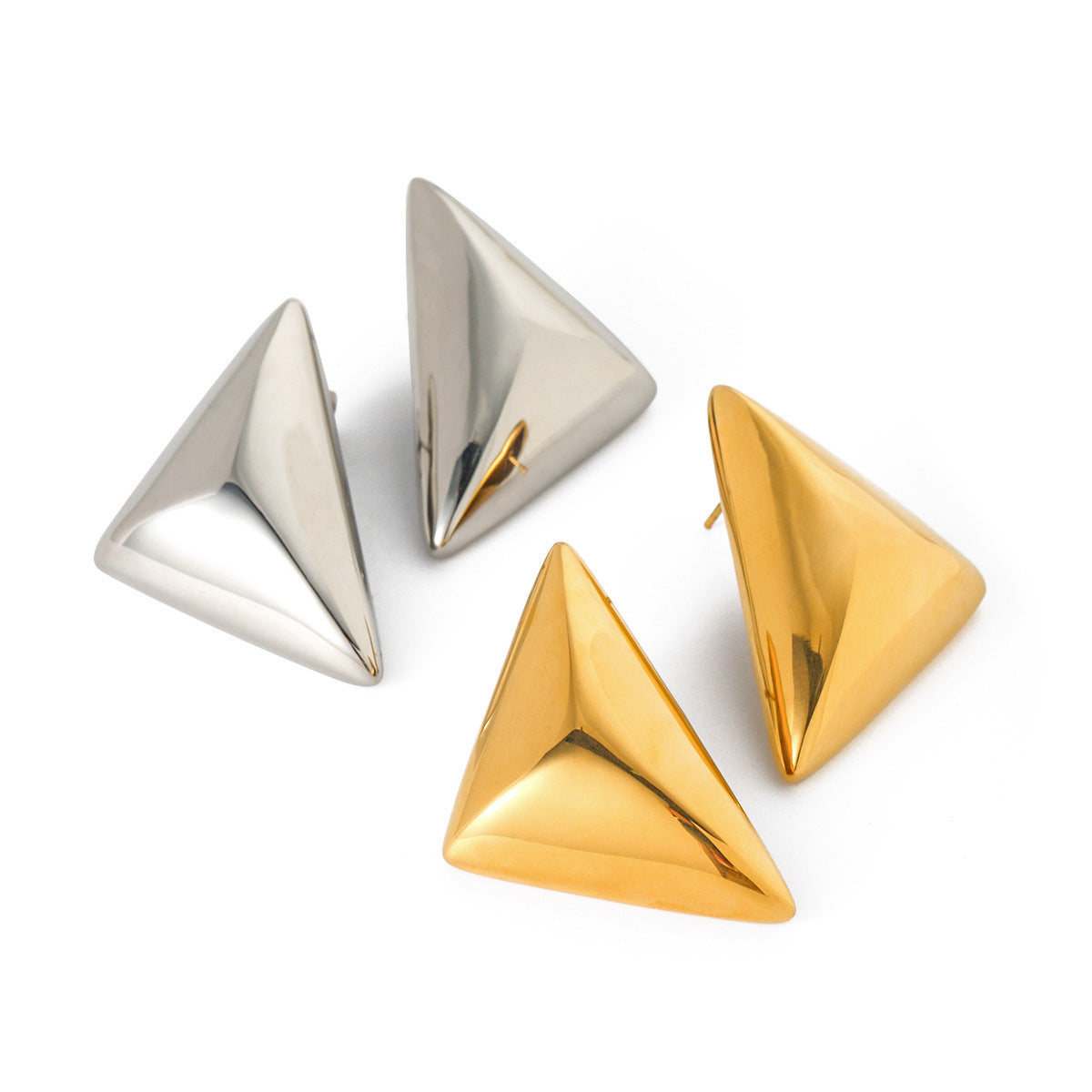 18K Gold Stainless Steel Rhombic Ear Studs Long