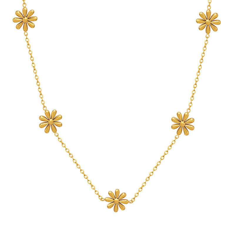 Titanium Steel Gold Plated Necklace Colorless Jewelry