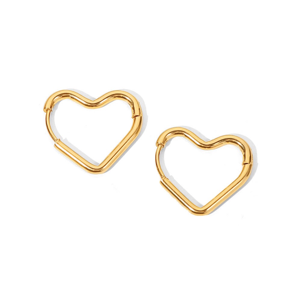 Stainless Steel Plated 18K Gold Heart Earrings