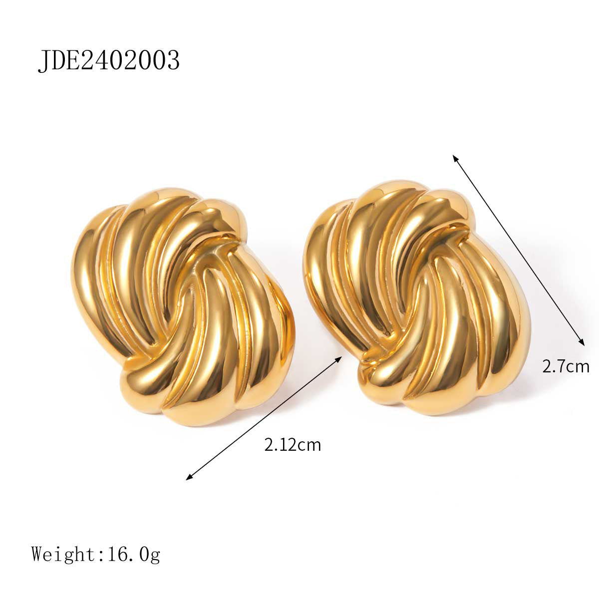 18K Gold Stainless Steel Front And Rear Round Beads Tassel Earrings