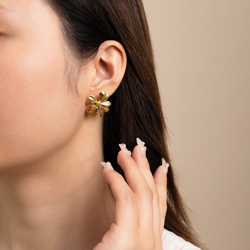 Retro Easy Matching Stainless Steel 18K Gold Plating Earrings