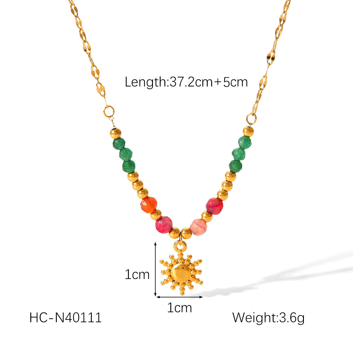 18K Gold Plated Stainless Steel Sun Pendant Necklace For Women