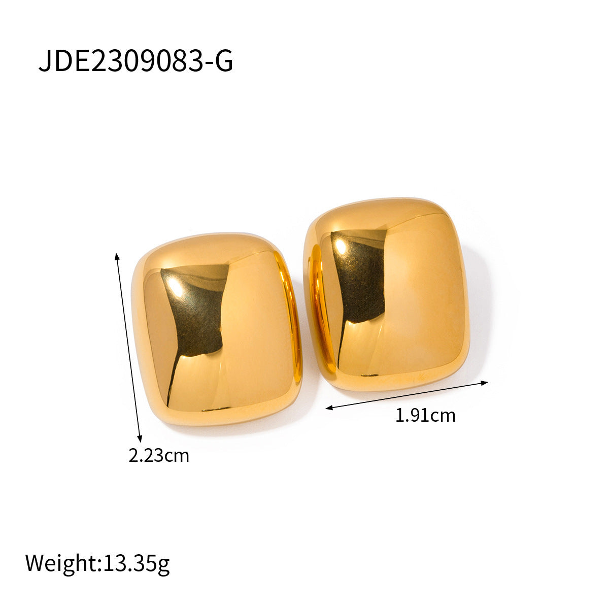 Fashion 18K Gold Stainless Steel Square Earrings