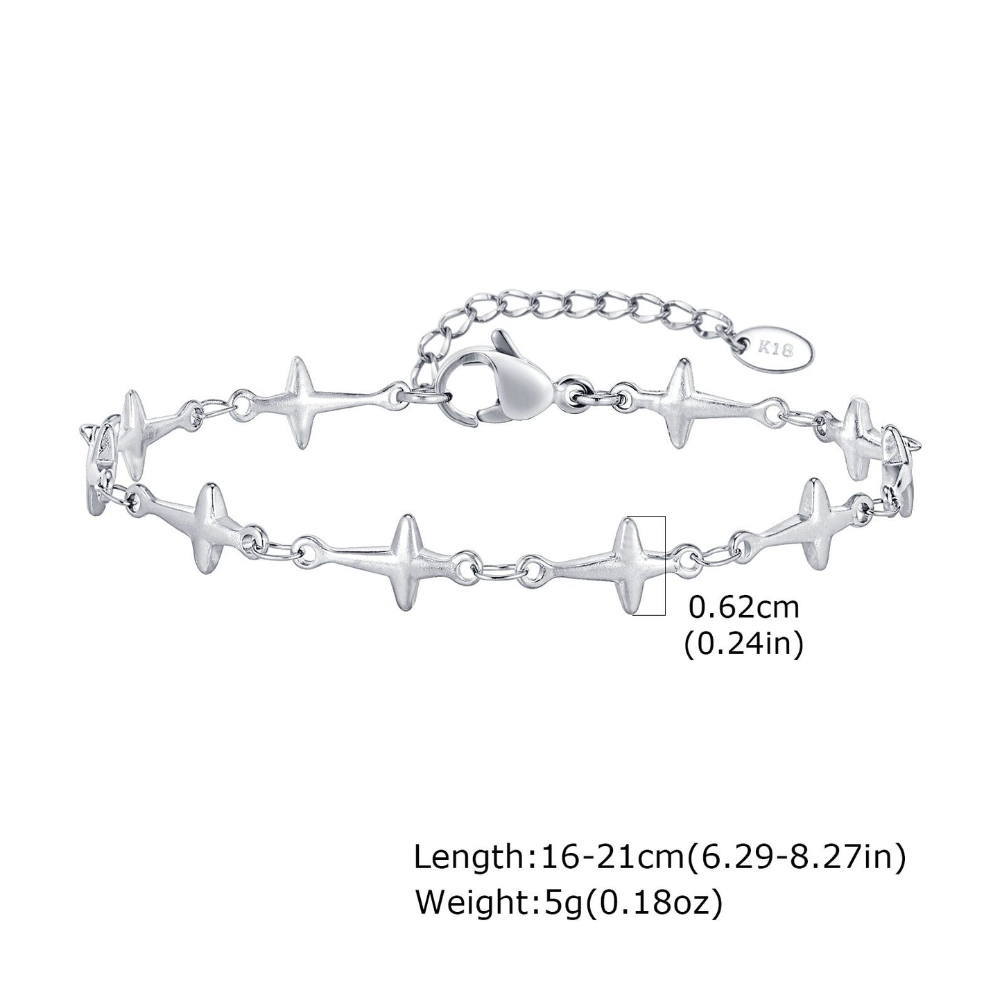 Stainless Steel Four Eight-pointed Stars Bracelet Personal Accessories