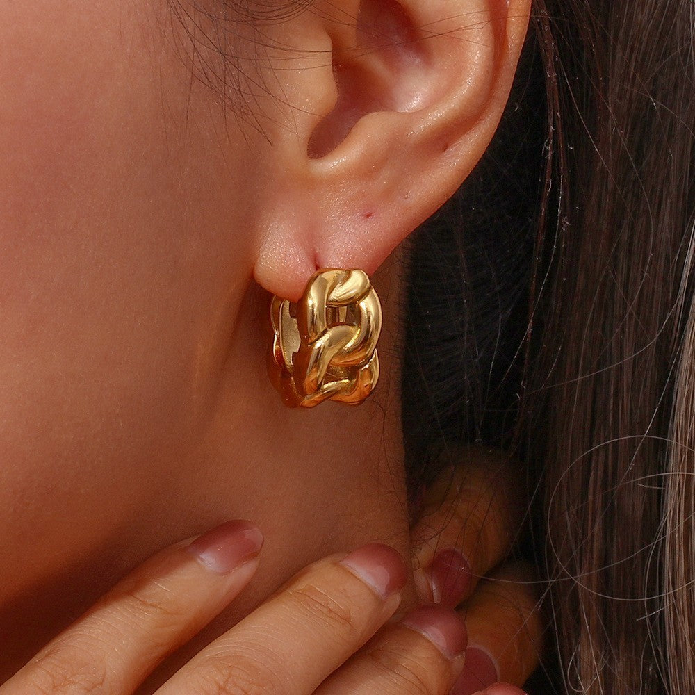 Women's Stainless Steel 18K Gold Plating Vintage Earrings