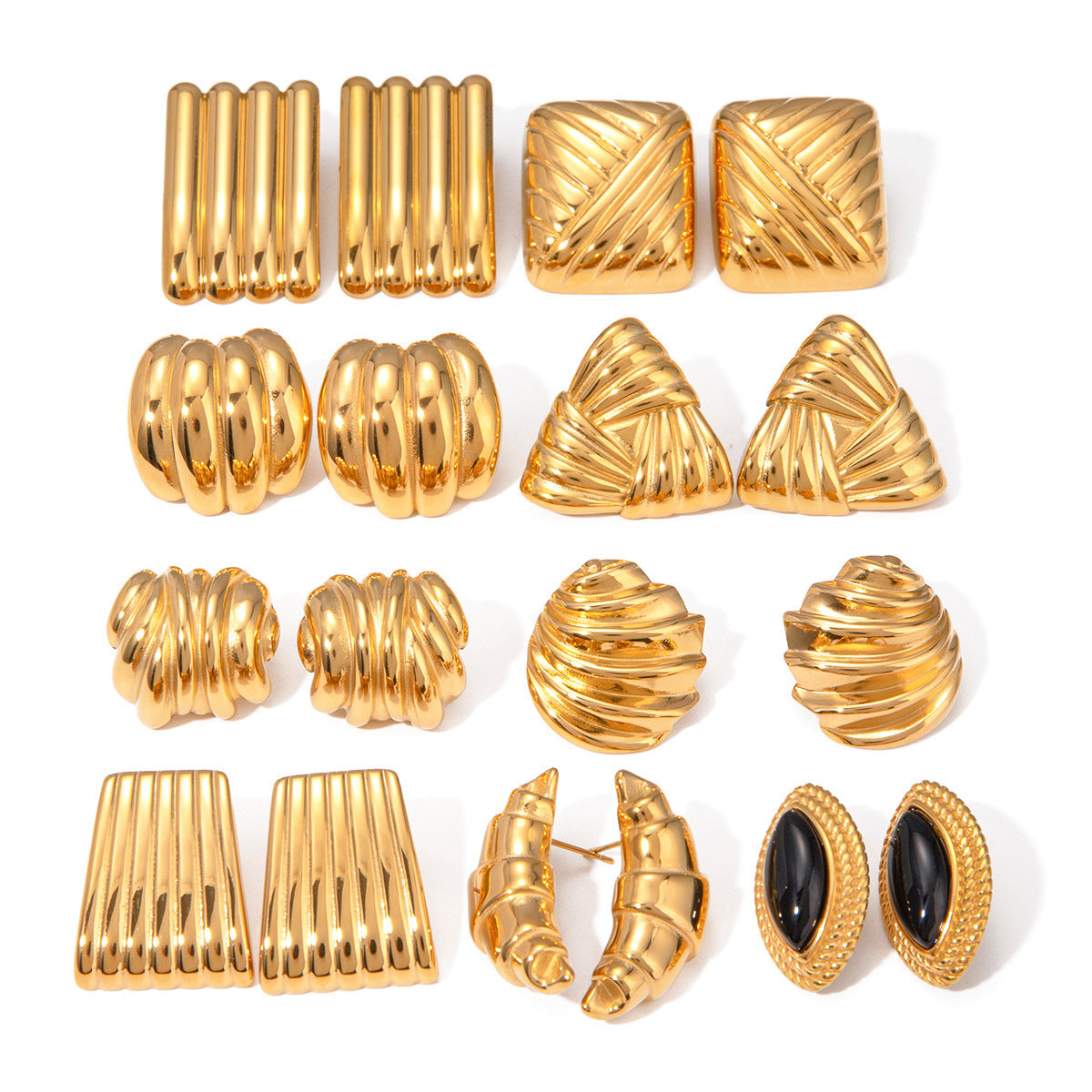 18K Gold Stainless Steel Front And Rear Round Beads Tassel Earrings