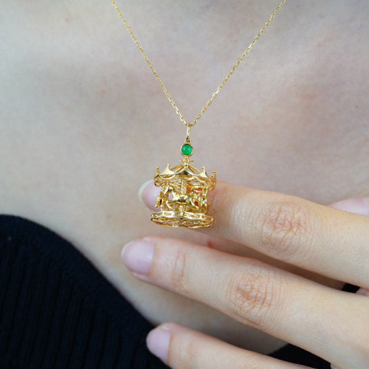 Carousel Pendant Necklace Women's 18-karat Plated Gold Gold