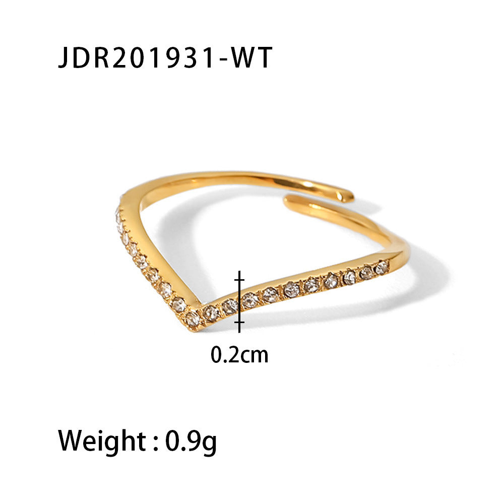 Titanium Steel Ring 18K Gold Stainless Steel Inlaid