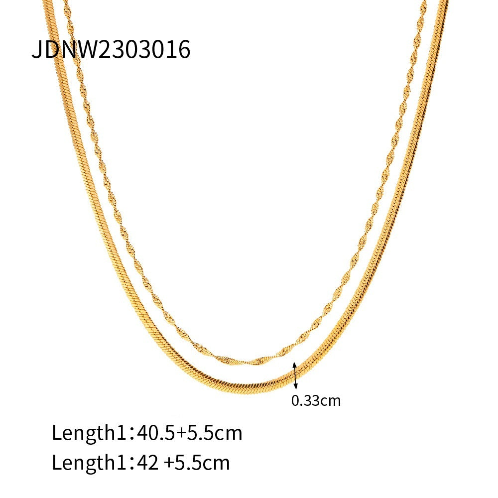18K Gold Stainless Steel Double Twisted Chain Necklace