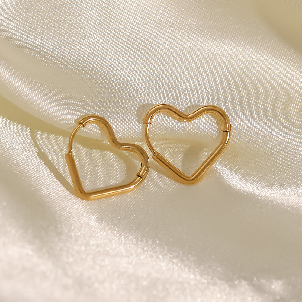 Stainless Steel Plated 18K Gold Heart Earrings