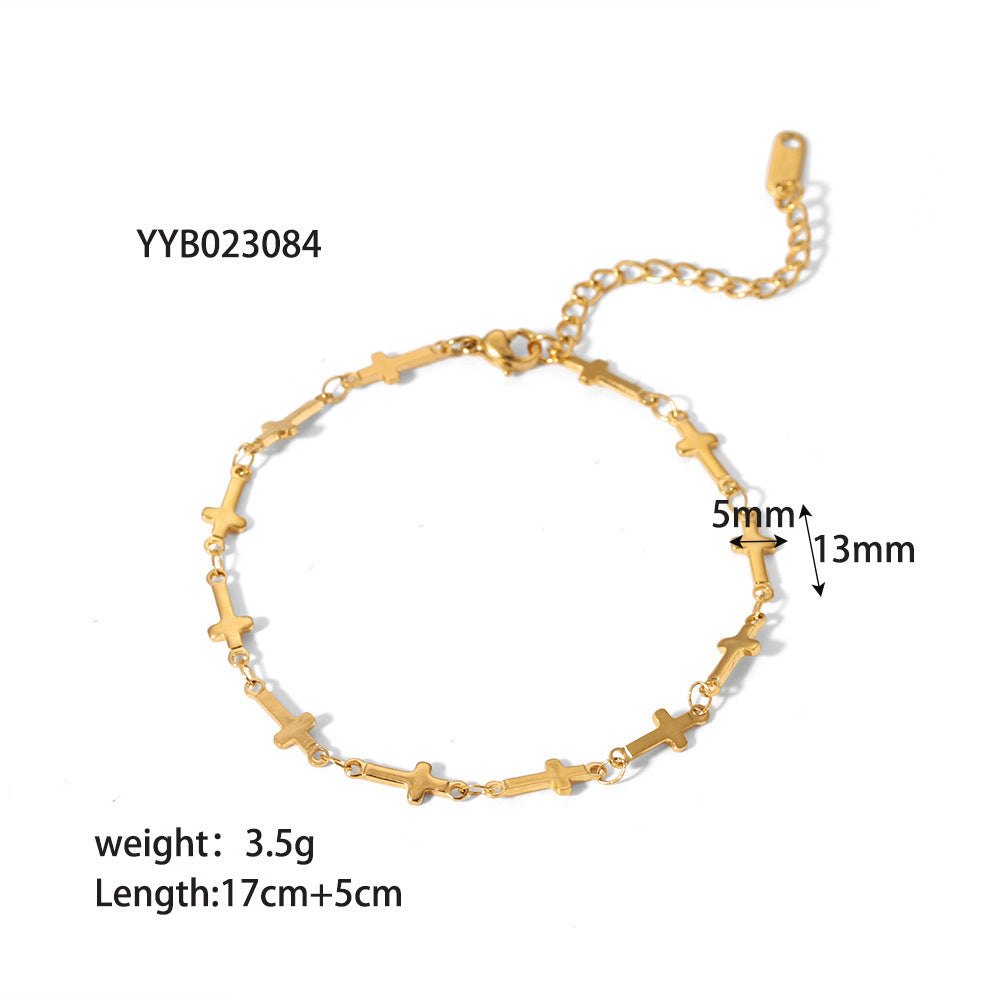 Stainless Steel Slim Chain Bracelet 18K Gold Does Not Fade