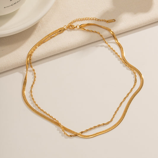18K Gold Stainless Steel Double Twisted Chain Necklace