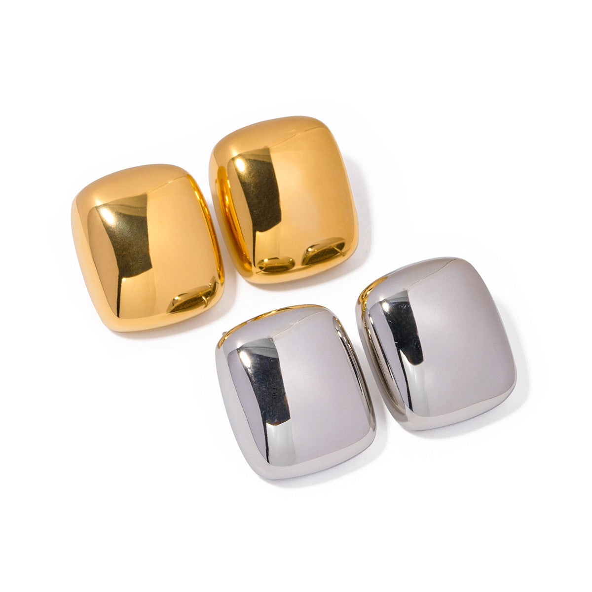 Fashion 18K Gold Stainless Steel Square Earrings