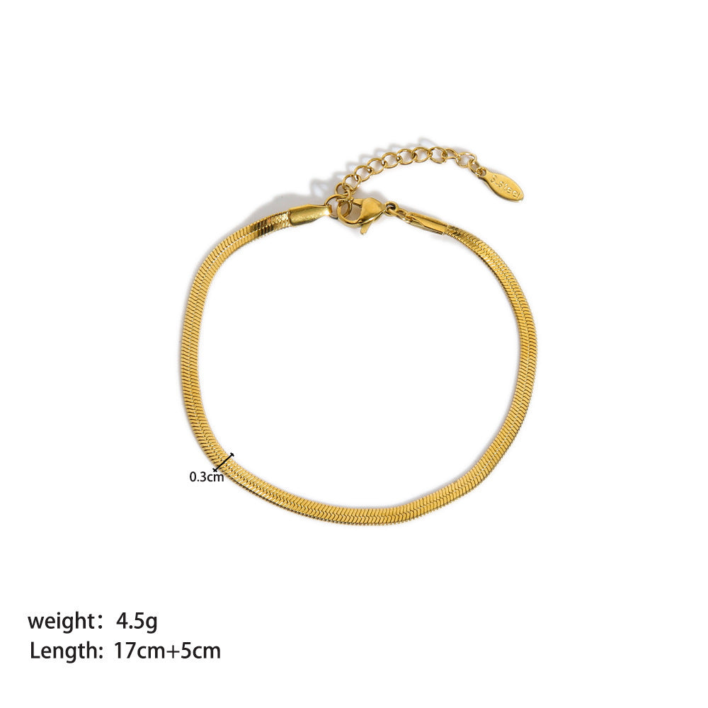 Stainless Steel Slim Chain Bracelet 18K Gold Does Not Fade