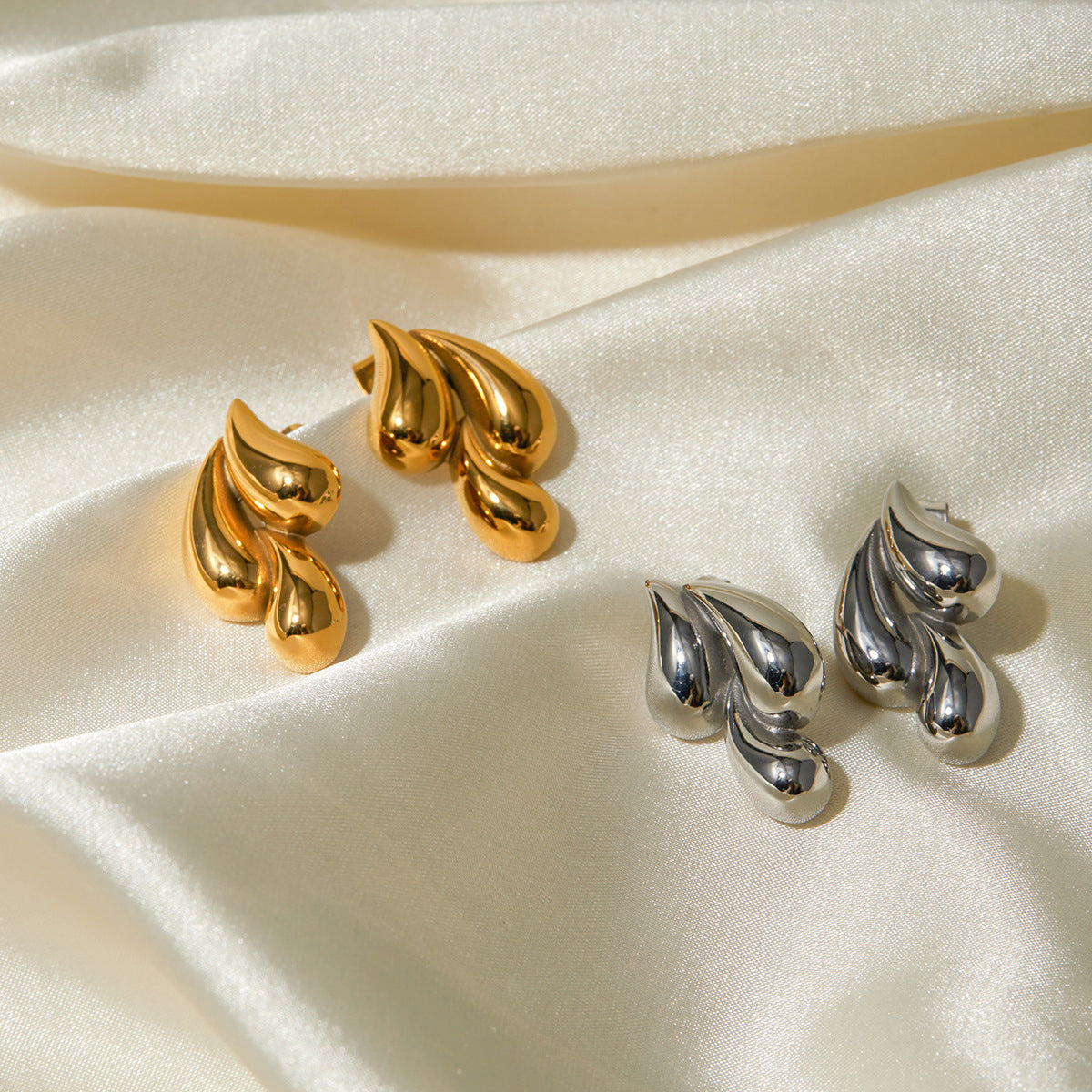 18K Gold Stainless Steel Several Water Drop Earrings Stainless Steel