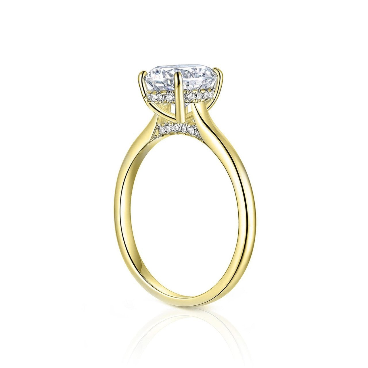 5A Oval Zircon Ring Female Copper Plating 14K Gold High-grade Light Luxury