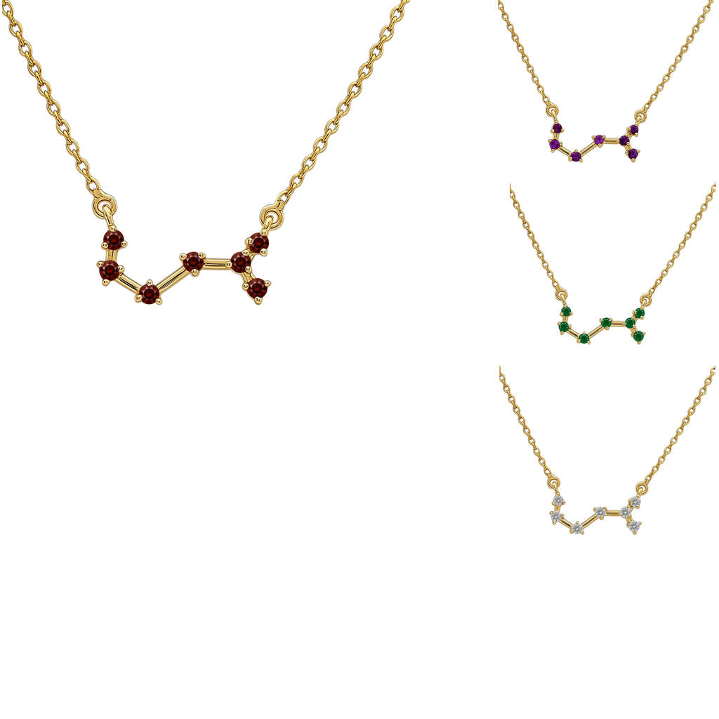 18K Gold Plated Zodiac Star Gemstone Necklace Dainty Jewelry TGN1008 NM-1039
