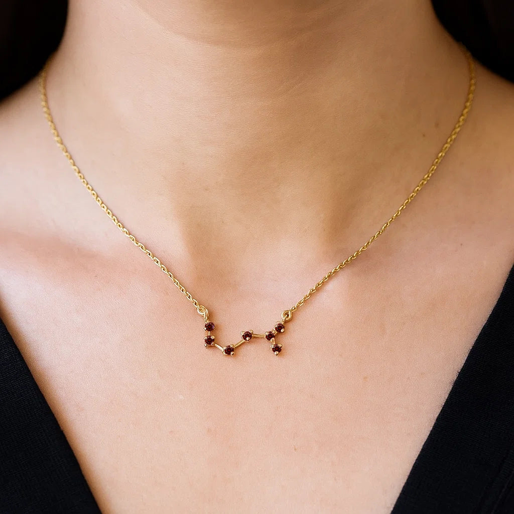 18K Gold Plated Zodiac Star Gemstone Necklace Dainty Jewelry TGN1008 NM-1039