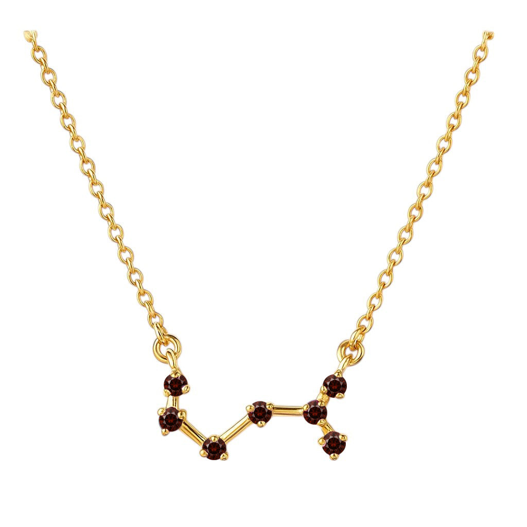 18K Gold Plated Zodiac Star Gemstone Necklace Dainty Jewelry TGN1008 NM-1039