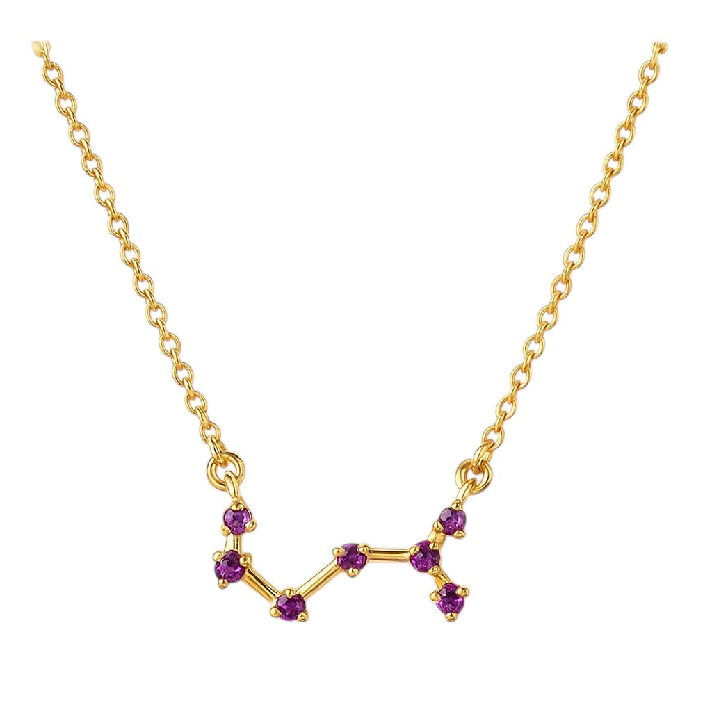 18K Gold Plated Zodiac Star Gemstone Necklace Dainty Jewelry TGN1008 NM-1039