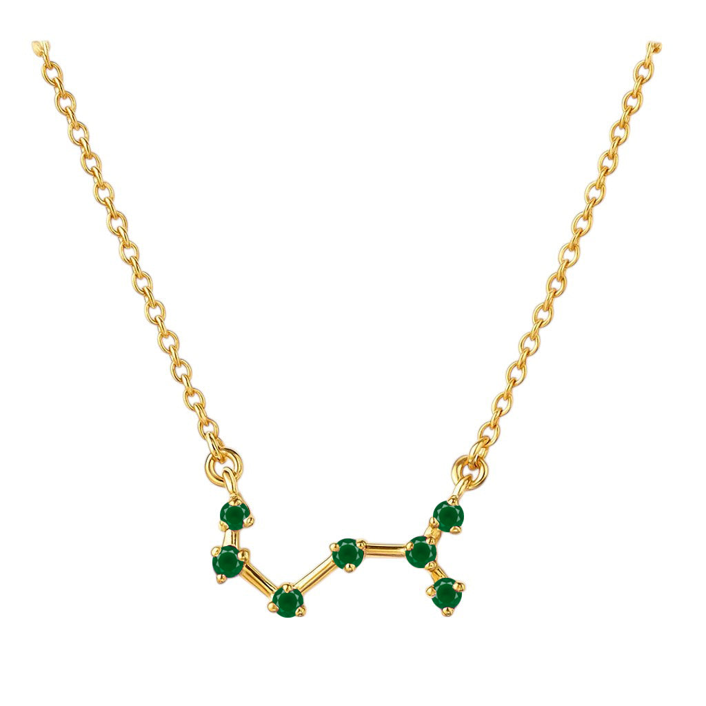18K Gold Plated Zodiac Star Gemstone Necklace Dainty Jewelry TGN1008 NM-1039