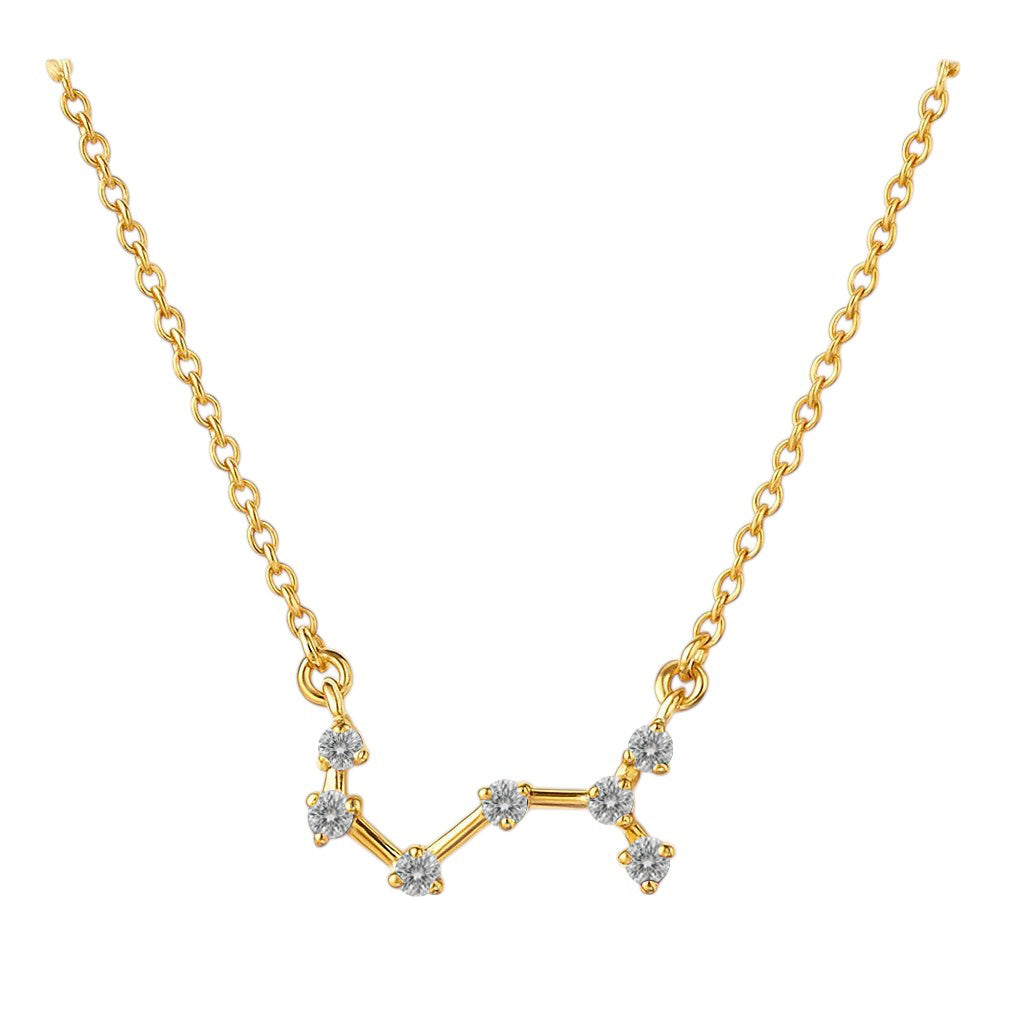 18K Gold Plated Zodiac Star Gemstone Necklace Dainty Jewelry TGN1008 NM-1039
