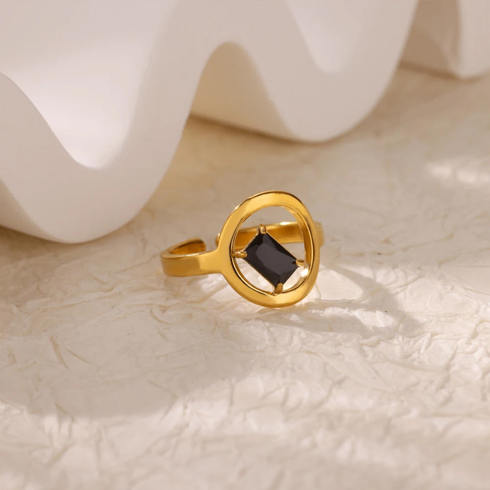 New 18K Gold Stainless Steel Open-end Zircon Ring