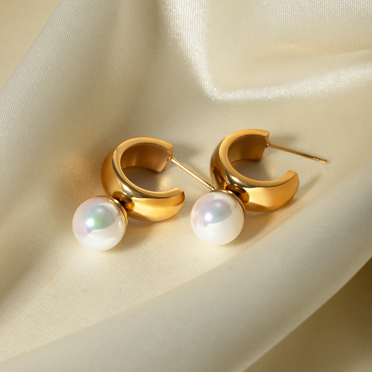 18K Gold Stainless Steel Glossy C- Shaped