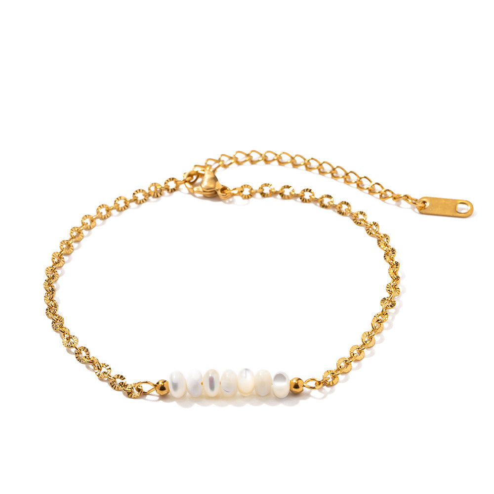 18K Gold Stainless Steel Chain Circular Shell