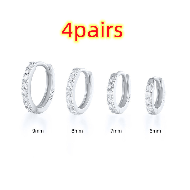 S925 sterling silver round earrings with turquoise ear buckle