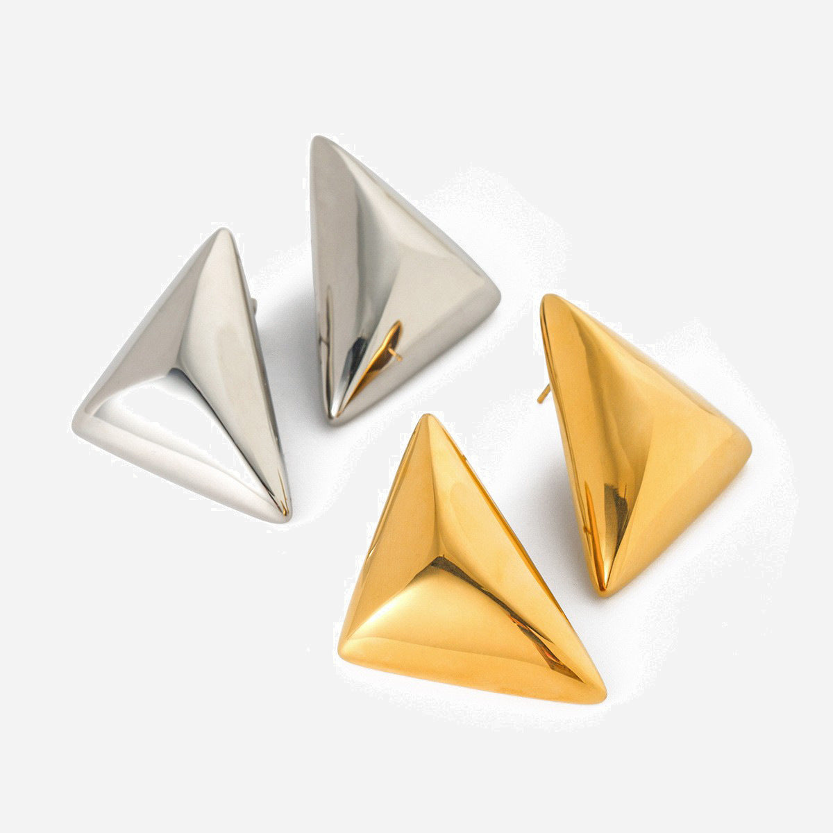 18K Gold Stainless Steel Rhombic Ear Studs Long